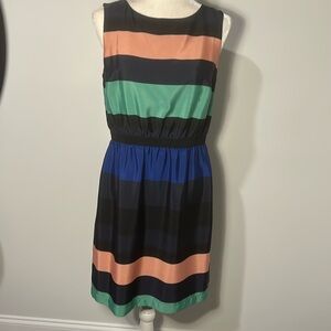 NWOT- Loft Color Block Short Sleeve Elastic Waistband Midi Dress. Size S